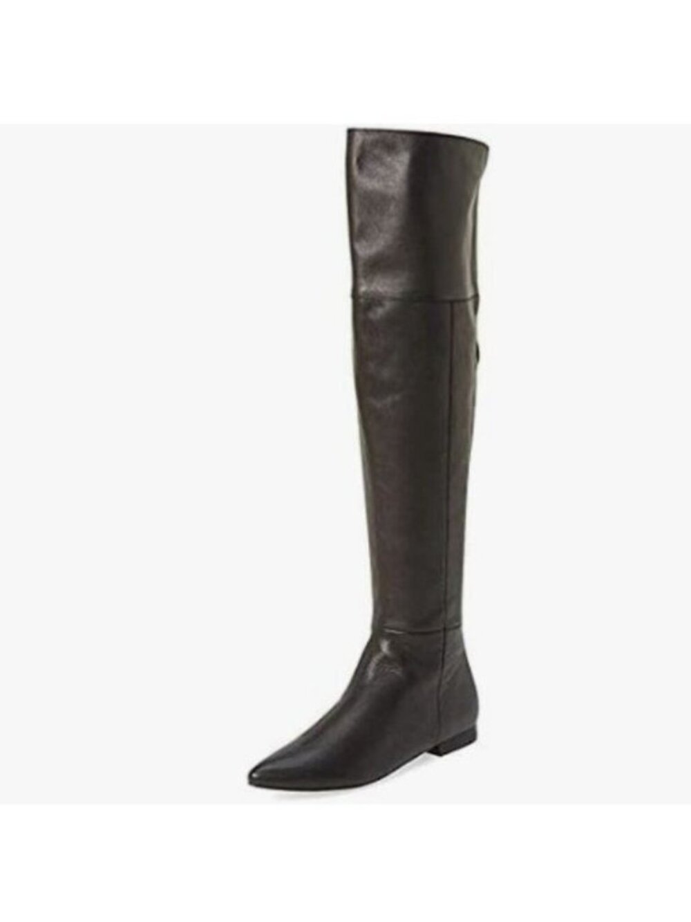 FSJ Women Fashion Over The Knee High Boots Pointed Toe Flat Ladies Shoes Black